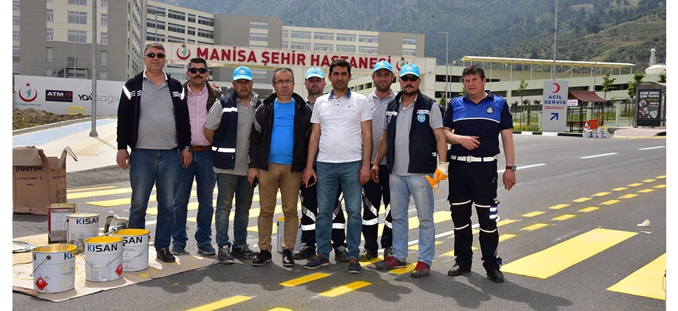 Manisa Şehir Hastanesi’nin yol çizgileri yapıldı