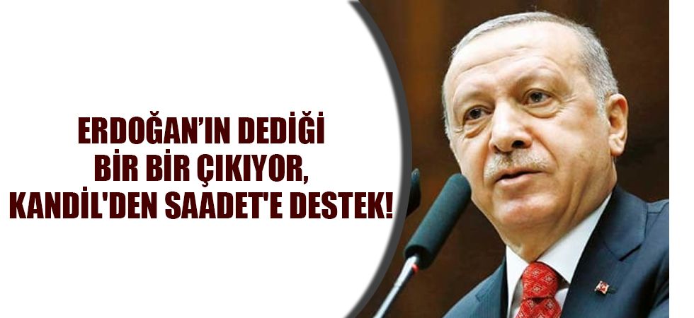 Erdoğan’ın dediği bir bir çıkıyor, Kandil'den Saadet'e destek!