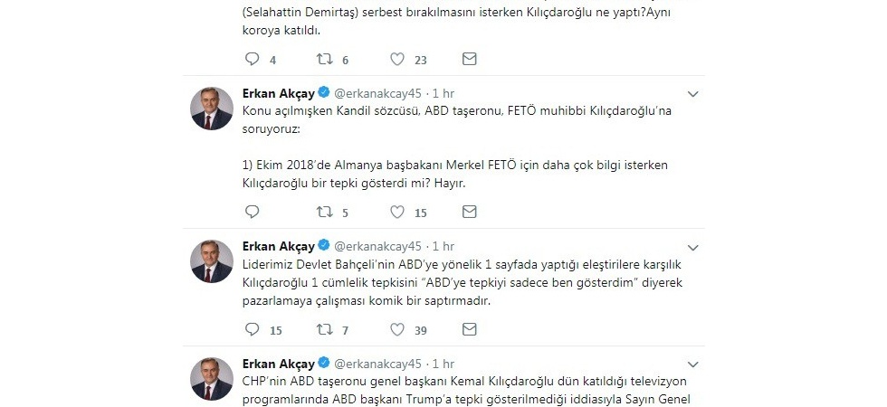 MHP'li Akçay'dan sosyal medya üzerinden Kılıçdaroğlu'na eleştiri