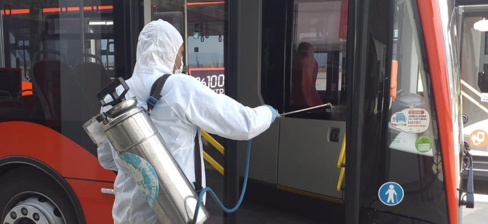 Manisa’da otobüsler dezenfekte edildi