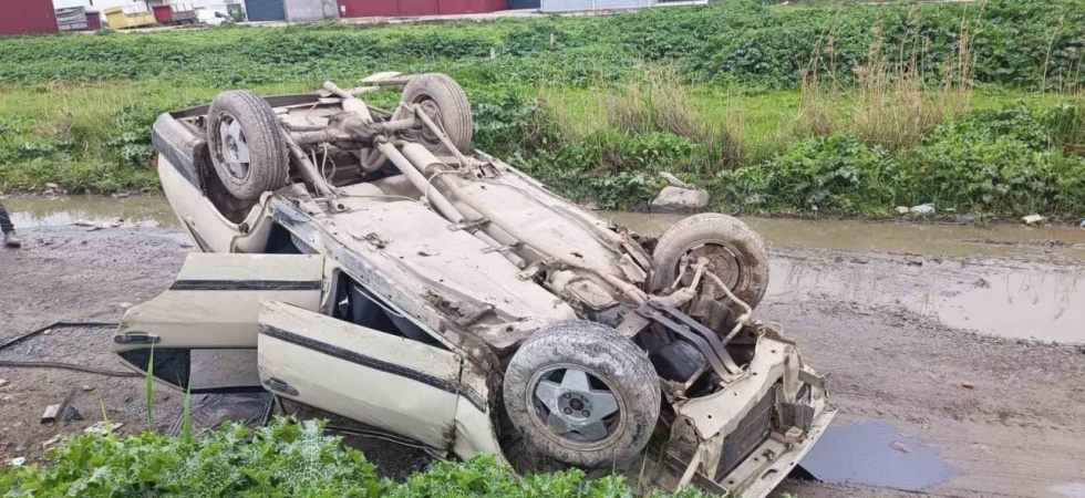 Manisa’da takla atan otomobil çalıntı çıktı