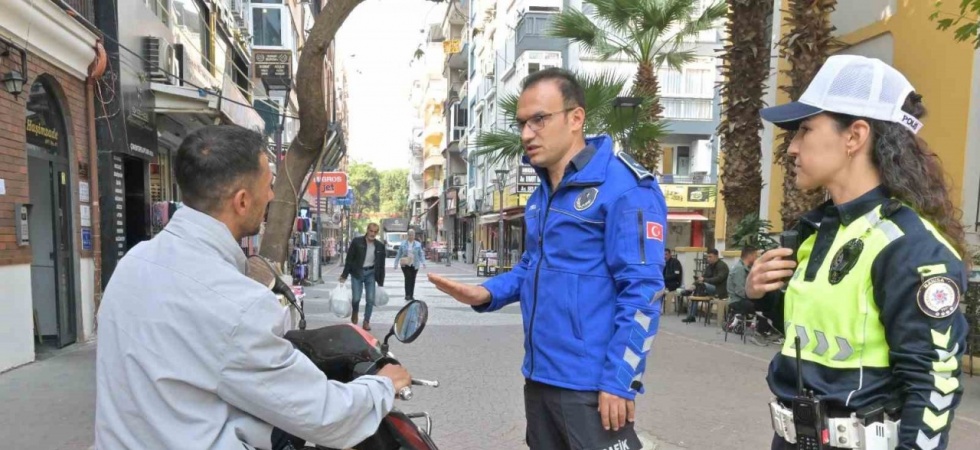 Emniyet ve zabıtadan ortak yaya yolu denetimi