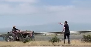 Ters yöne giren traktör sürücüsü kazaya davetiye çıkardı