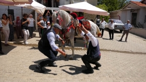 Sahibiyle karşılıklı harmandalı oynayan at şaşkınlığa neden oldu